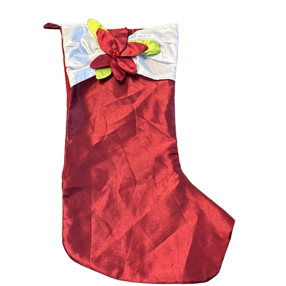 Festive Red Poinsettia Christmas Stocking